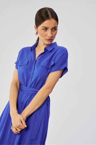 Stylove Viscose maxi dress with short sleeves and buttons