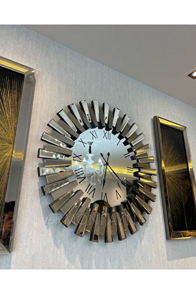 Armoni 3’LÜ BRONZ AYNALI PİYANO SAAT VE TABLOLAR SET(65*65CM SAAT 30*70 CM TABLOLAR)