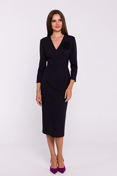 Stylove A simple midi dress with a V-neck