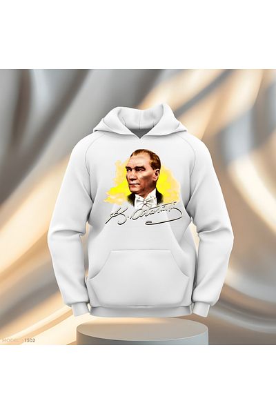 Gölge Store Ataturk Signature Yellow Slimfit Hoodie με κουκούλα - Ανδρικό και γυναικείο φούτερ