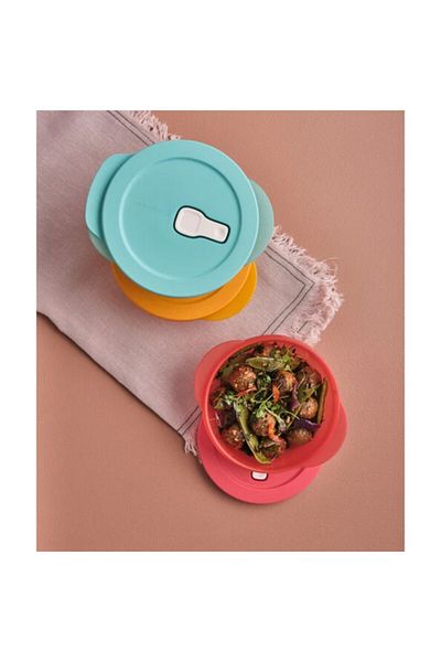 Tupperware 3-Piece Dishwasher and Microwave Safe Plastic Store Serve and Go Bowl Set Large