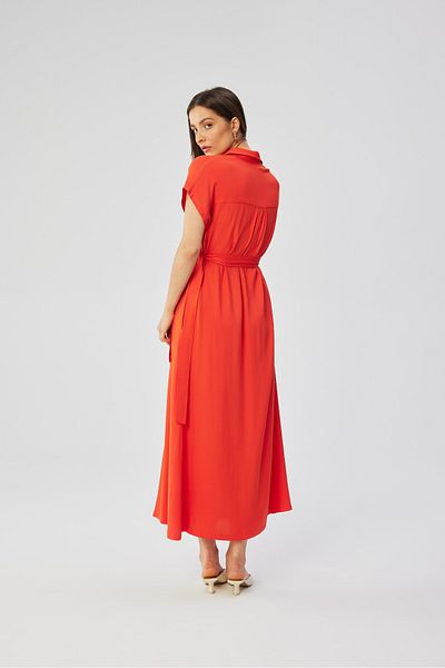 Stylove Rochie maxi din vascoza cu maneci scurte si nasturi