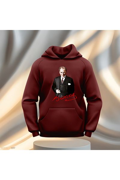 Gölge Store Мъжки/Дамски суитшърт с качулка и суитшърт с качулка и подпис на Ататюрк
