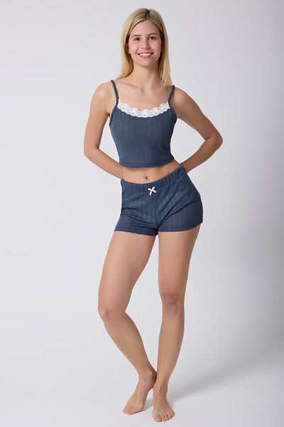 MY Wooft Stylish Night, Lace Detailed, Stretchy & Comfortable, Transparent Pajama Shorts Set