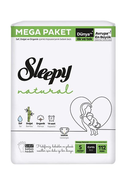 Sleepy Natural Size 5 Junior 112 Pack Baby Diapers