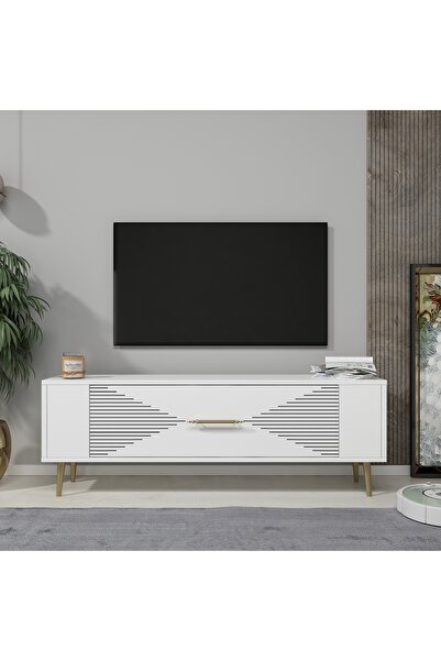 DEMONTE DECOR RETROL1DD TV SEHPASI BEYAZ-ALTIN