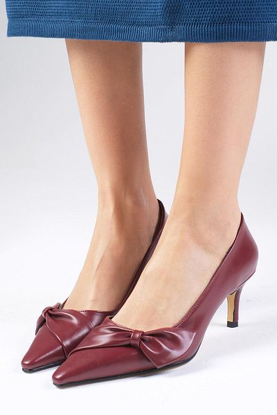 Mio Gusto Orlanda Burgundy Color Women's Heeled Shoes