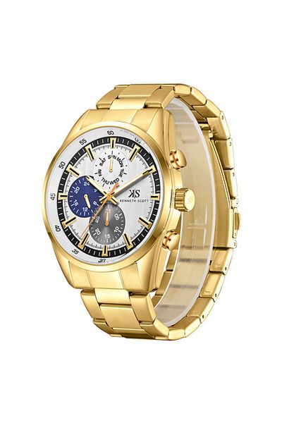 Kenneth Scott Men's Analog White Dial Watch - K24117-GBGW