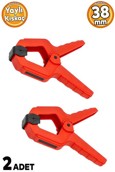 Badem10 Yaylı Kıskaç Mandal El Tip İşkence Kırmızı Klips Hobi 38 mm 2 ADET