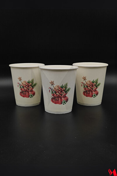 M CUP Yılbaşı Temalı Karton Bardak 50 Adet - Zencefilli Kurabiye Keyfi