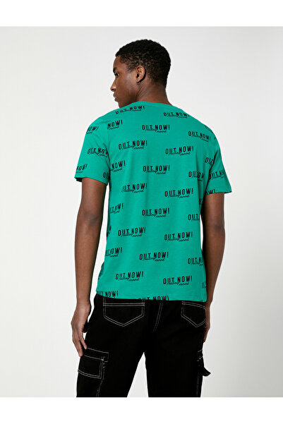 Koton Crew Neck Slogan Printed Cotton T-Shirt