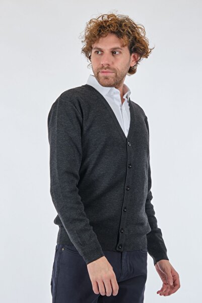 DE BLASİO De Blasio Minimalist Erkek V Yaka Hırka - Uzun Kol - Günlük