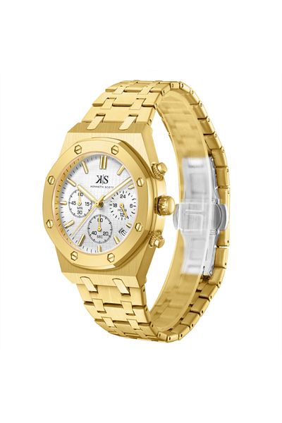 Kenneth Scott Men's Multi Function White Dial Watch - K24112-GBGW