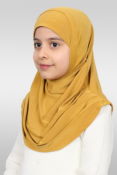 HÜRREM BONE Πρακτικό έτοιμο χρυσό παιδικό μαντήλι Hijab - Αμμώδες ύφασμα, αυτοκόλλητο 78_03