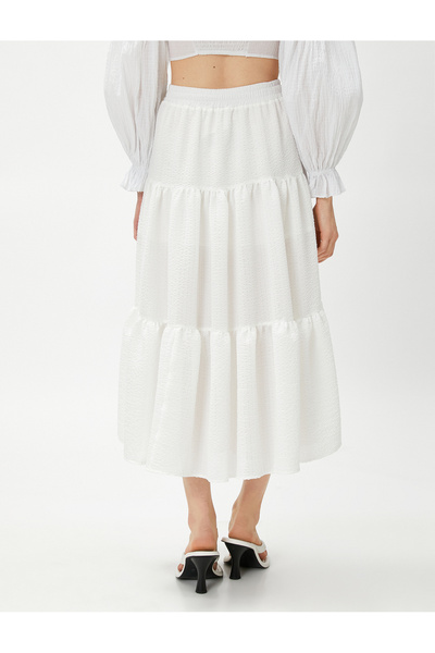 Koton Gestufter Midirock mit elastischem Bund