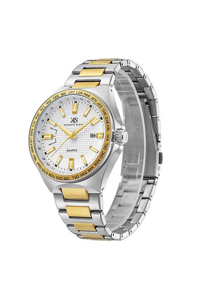 Kenneth Scott Men's Analog White Dial Watch - K23027-TBTW