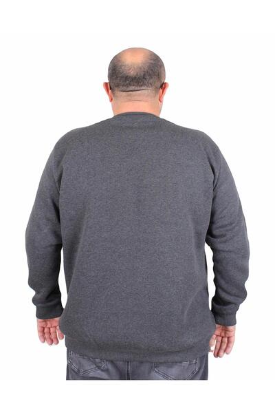 MocGrande Світшот для чоловіків великих розмірів - без коміра, антрацитовий меланж 24200