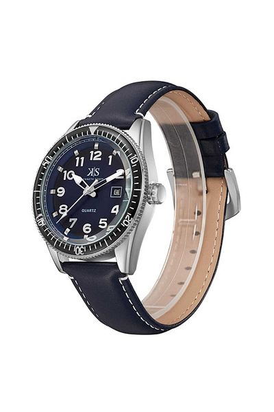 Kenneth Scott Men's Analog Dark Blue Dial Watch - K23028-SLNN