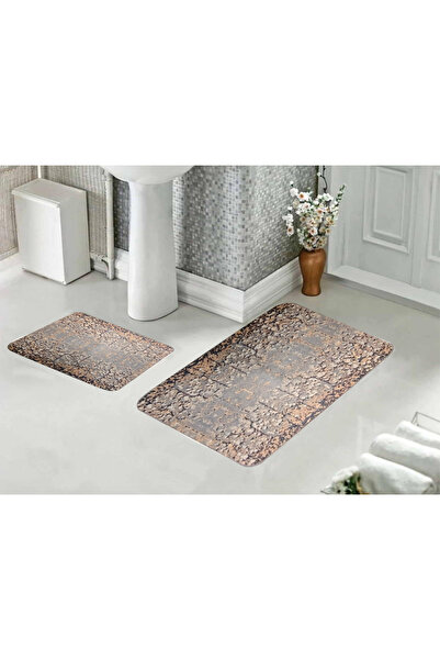 BALBAN TİCARET طقم من 2 سجادة حمام قابلة للغسل وقاعدة مضادة للانزلاق