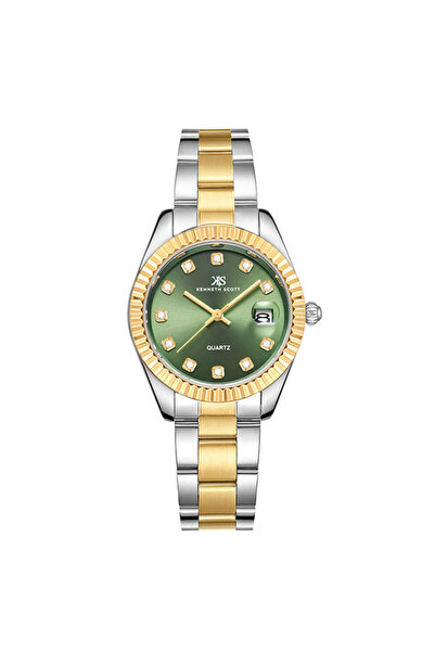 Kenneth Scott ساعة نسائية أنالوج بمينا خضراء - K23546-TBTG