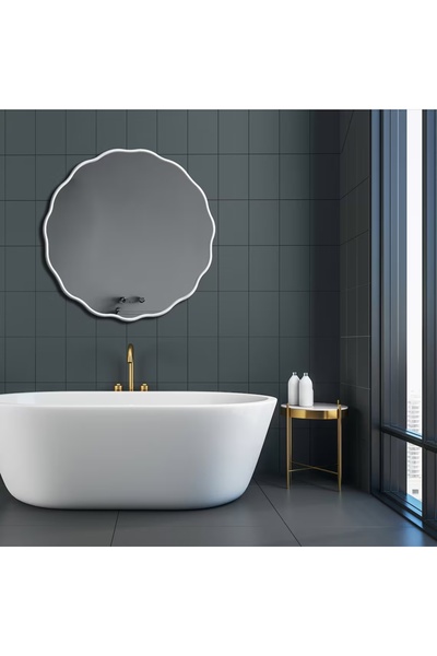 MKS Design 60x60 Dalgalı Asimetrik Duvar Aynası / Konsol Aynası / Makyaj Aynası / Düzensiz Ayna