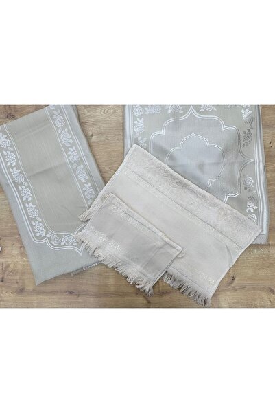 ÇAPAEV Etamin İşlemelik 4'lü Bohça Seccade Takımı - bej