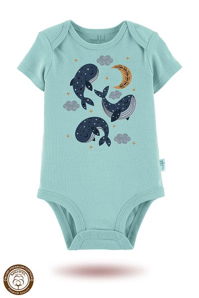 MAHFEL 2-Piece 100% Cotton Organic Printed Snap Fastener Baby Bodysuit