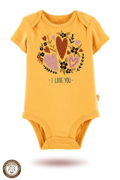 MAHFEL 2-Piece 100% Cotton Organic Printed Snap Fastener Baby Bodysuit