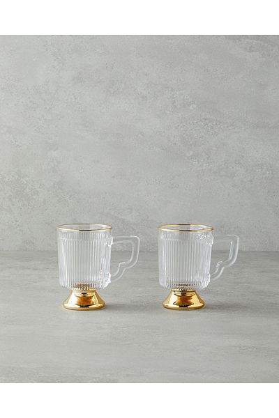 English Home Trophy Bloom Glass - 325 ml Gold 2-Pack Mug