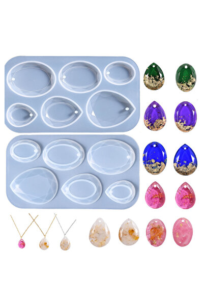 Getshopmini Epoksi Çoklu Kristal Damla Kolye Kalıbı Silikon GT9584
