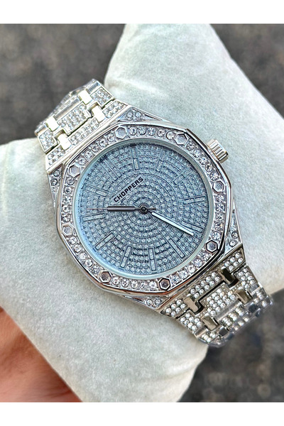 pierrose Gümüş Çelik Kordon Taşlı Erkek Kol Saati