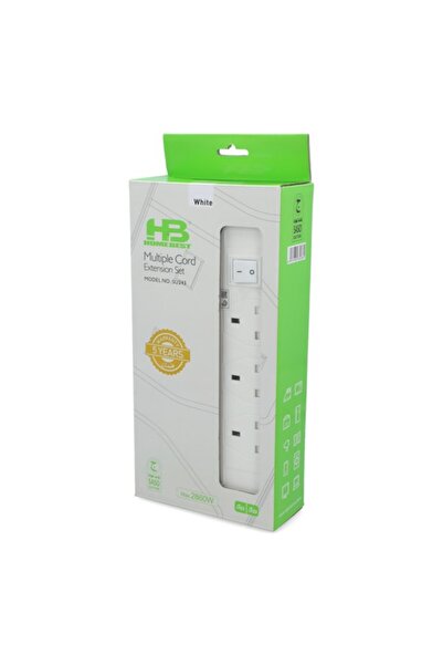 Home Best 2860W 3-Plug Compact Indoor Multiple Cord Extension Set 5m