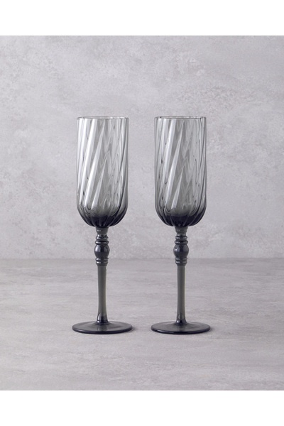 English Home Meghan Cam 2'li Kadeh 275 ml Antrasit