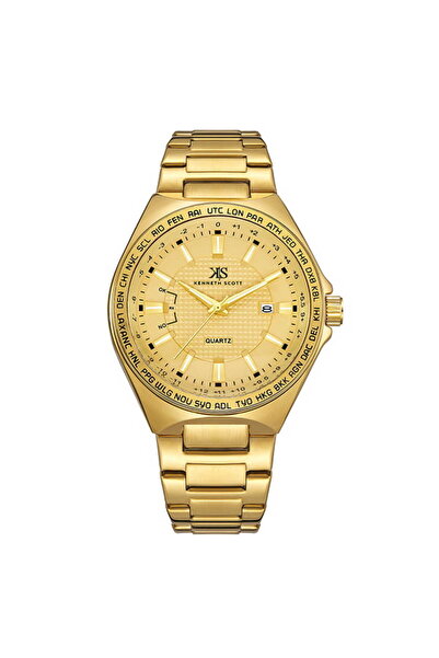 Kenneth Scott Men's Analog Champagne Dial Watch - K23027-GBGC