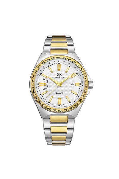 Kenneth Scott Men's Analog White Dial Watch - K23027-TBTW
