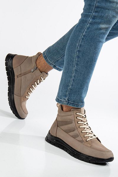 Dilimler Ayakkabı Γνήσιο δέρμα Nubuck Ανδρικές Μπότες Μπεζ ελαστικό κορδόνι στο πλάι