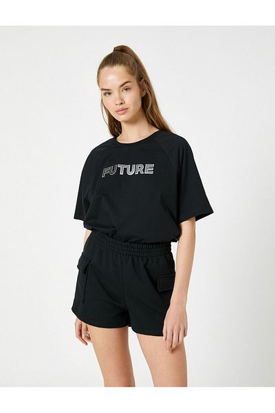 Koton Tricou sport din bumbac Relax Fit - Imprimat reflector