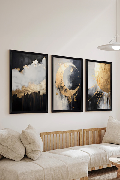 Artavessa Set de pictură poster MDF cu aspect de cadru negru din 3 piese - Set 11