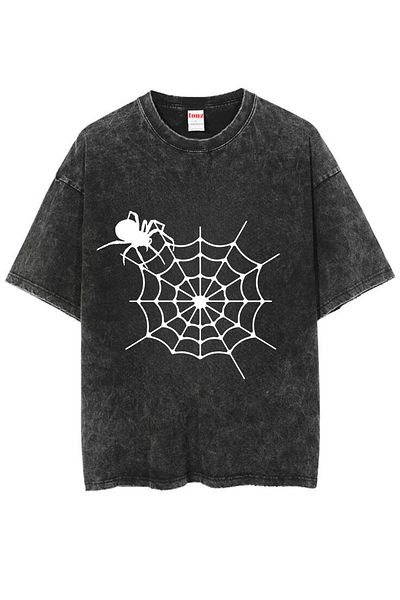 Touz Moda Πλενόμενο μπλουζάκι με στάμπα Spider Unisex Oversize Vintage