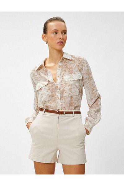 Koton Pocket Belted Mini Shorts Cotton