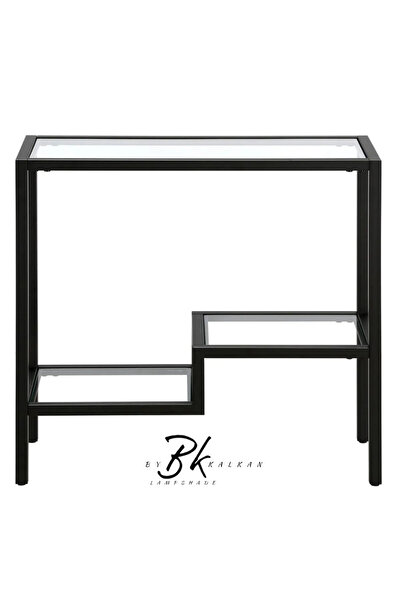 ARONA By Kalkan MAYA  Temper Camlı Yan Sehpa Metal İskeletli Komodin