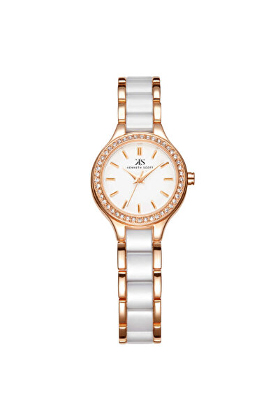 Kenneth Scott ساعة نسائية أنالوج بمينا بيضاء - K23509-KCWW
