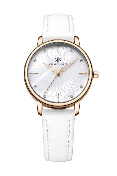Kenneth Scott ساعة نسائية أنالوج بمينا بيضاء - K22524-KLWM