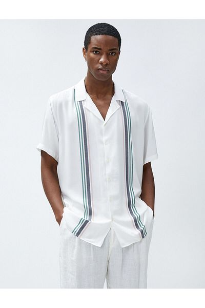 Koton Short Sleeve Shirt Turn-down Collar Buttoned Ribbon Detailed