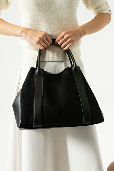 Kaya Bag حقيبة يد نسائية سوداء وحقيبة كروس مقاس 27x43