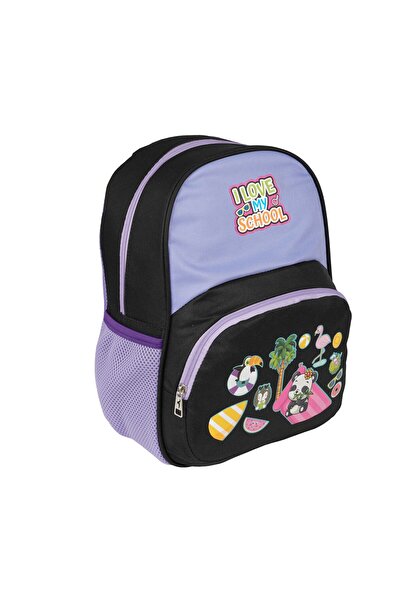 Relaxion 3030 Чорно-фіолетова сумка для дитячого садка з малюнком панди