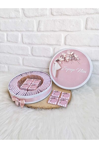 BUGİTO Angel Gift Chocolate 50 Adet Koyu Pudra Çiçekli Hoşgeldin-doğumgünü Kı...