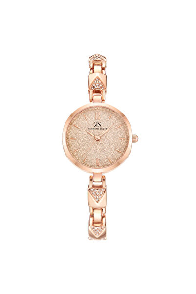Kenneth Scott ساعة نسائية أنالوج بمينا باللون الذهبي الوردي - K23507-RBKK