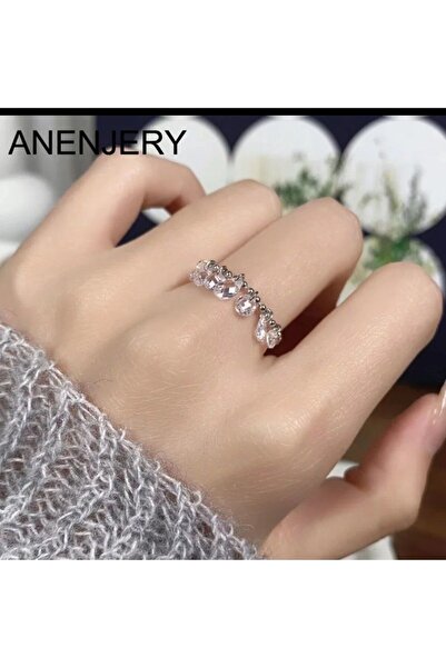 Shiklik MODA خاتم نسائي أنيق ورائع من الحجر الفضي اللون