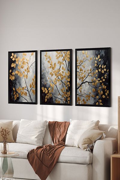 Artavessa Set de pictură poster MDF cu aspect de cadru negru din 3 piese - Setul 5